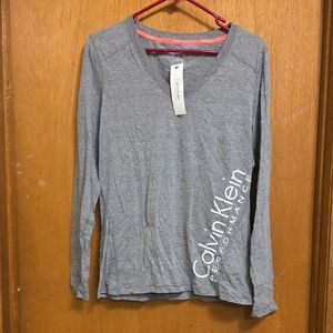Calvin Klein Performance Heather Gray Long Sleeve Top